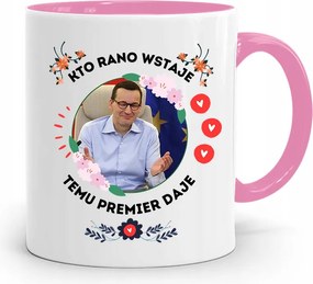 Rózsaszín Politikai Bögre Mateusz Morawiecki Miniszterelnök fényképes nyomtatással