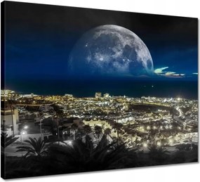 Vászonkép 50x40 Hold a város felett Éjszaka
