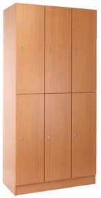Visio fa szekrény - 6 doboz, 90 x 45 x 185 cm, hengeres zár, bükkfa
