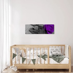 Kép - Lila rózsa zöld szárral (órával) (90x30 cm)