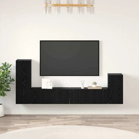 Fali TV Szekrény Falra szerelhető 4 pcs Fekete tölgy Faanyag