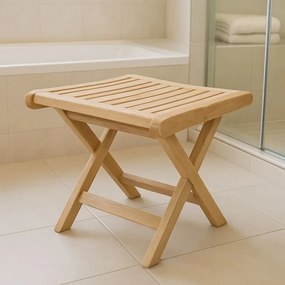 Összecsukható teakfa szék Divero fürdőszobába 45 cm
