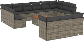vidaXL 14 részes szürke polyrattan kerti ülőgarnitúra párnákkal