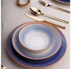 24 darabos étkészlet, kék/narancssárga, porcelán