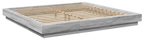 szürke sonoma színű szerelt fa ágykeret LED-del 200x200 cm