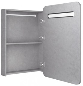 betonszürke LED-es tükrös fürdőszobaszekrény 60 x 11 x 80 cm