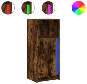 füstös tölgy szerelt fa tálalószekrény LED-del 42,5x34x100 cm