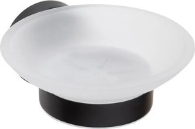 X-round Black szappantartó, tejüveg, matt fekete