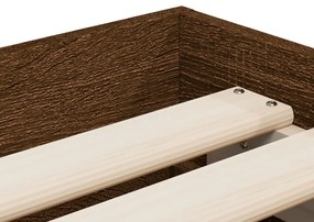 barna tölgyszínű szerelt fa ágykeret fiókokkal 90 x 200 cm