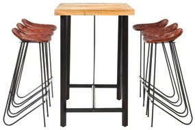 7 részes tömör fa és valódi bőr bárszett