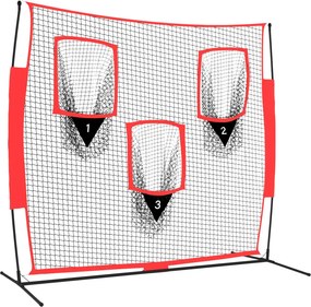 vidaXL hordozható fekete/piros poliészter baseballháló 183x105x183 cm