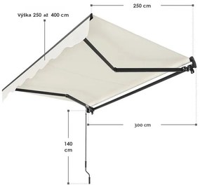 Juskys Markíza 300 cm - krémszínű