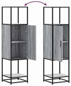 Highboard szürke sonoma 35,5x35x139 cm gépelt fa és fém