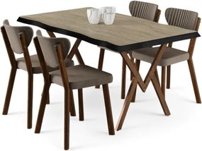 Akort étkezőgarnitúra, travertin-cappuccino, 130 cm