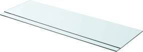 vidaXL 2 db átlátszó üveg paneles polc 90 x 25 cm
