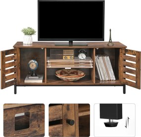 TV szekrény polcokkal és két ajtóval, rusztikus barna 110x40x50cm