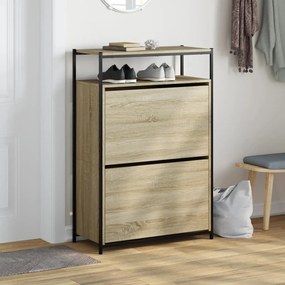 sonoma tölgy színű szerelt fa cipőszekrény 75x34x112 cm