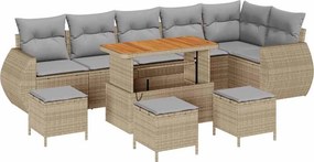 vidaXL Kerti Kanapé Szett 10 pcs Beige és Világosszürke Poly Rattan