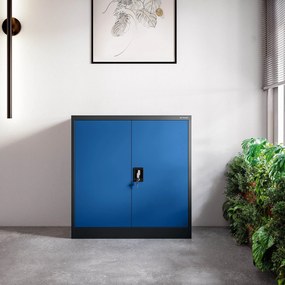 Alacsony fém irattartó szekrény BEATA, 900 x 930 x 400 mm, antracit-kék