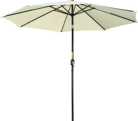 Outsunny Kültéri Dönthető Napernyő 8 Karral és Kurblival, Fém és Poliészter Kertiparánc, Ø295x250 cm, Beige | Aosom