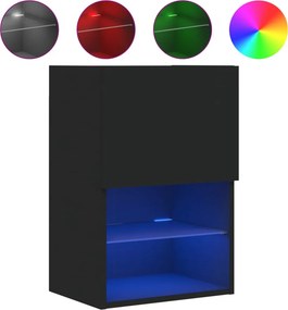 vidaXL fekete TV-szekrény LED-lámpákkal 40,5x30x60 cm