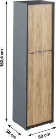 Polc szekrény, grafit/tölgyfa artisan, RIOMA NEW TYP 08