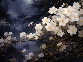 Poszter 80x60cm Fehér virágok a kertben