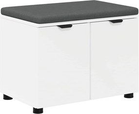 vidaXL Előtér pad párnával Fehér 60 x 38 x 46 cm Műanyag Fa és Szövet