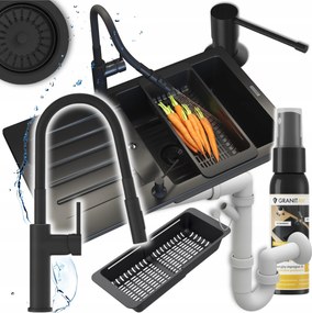 Egymedencés mosogató Konyhai mosogató Gránit Trix impregnáló csaptelep