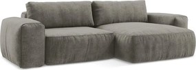 Szürke zsenília kinyitható sarokkanapé (jobb oldali-heverő résszel) Kuki – Makamii