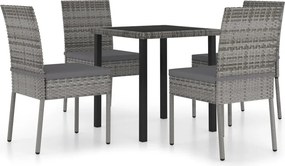 vidaXL 5 részes szürke polyrattan kerti étkezőgarnitúra