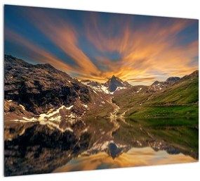 Kép - Visszaverődés a hegyi tóban (üvegen) (70x50 cm)