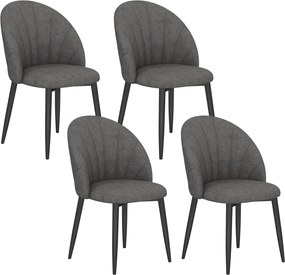 HOMCOM 4 darabos bársonyszerű étkezőszék szett – párnázott ergonomikus háttámla és acél lábak, sötétszürke | Aosom