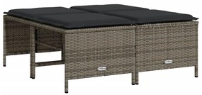 4 db szürke polyrattan kerti szék párnákkal