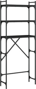 vidaXL fekete szerelt fa mosógéppolc 67 x 25 x 163 cm