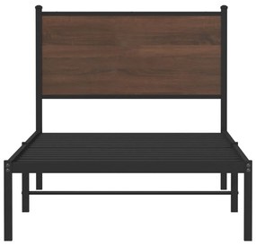 barna tölgy színű fém ágykeret matrac nélkül 90 x 200 cm