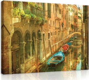 Vászonkép 60x40 Velence csatorna hajók Olaszország városkép romantika művészet