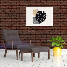 Üveg kép - Absztrakció trópusi levelekkel N⁰2 (70x50 cm)
