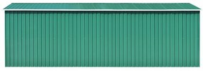 zöld fém kerti fészer 257 x 580 x 181 cm