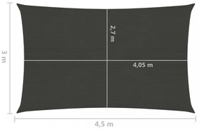 antracitszürke HDPE napvitorla 160 g/m² 3 x 4,5 m