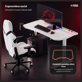 Elektromos RGB gamingasztal tartókkal, fehér, 140 cm: Diablo X-Forge 1400