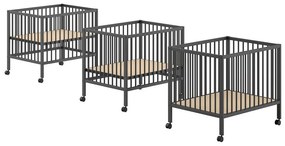 Antracitszürke bükkfa járóka állítható magassággal-gurulós 95x75 cm Dino – Vipack