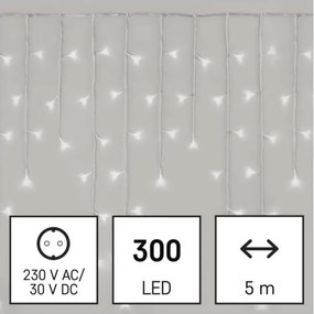 LED Karácsonyi kültéri lánc 300xLED/8 modes10m IP44 hideg fehér + távirányító