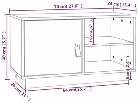 mézbarna tömör fenyőfa TV-szekrény 70 x 34 x 40 cm