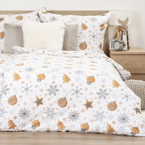 4Home Flanel ágynemű Golden Xmas Night, 220 x 200cm, 2 db 70 x 90 cm, 220 x 200 cm, 2 db 70 x 90 cm