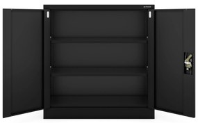 Alacsony fém irattartó szekrény BEATA, 900 x 930 x 400 mm, fekete