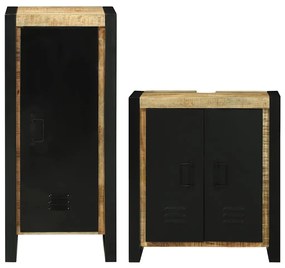 Fürdőszoba bútor szett tárolóval 2 pcs Barna Tömör Mangófát