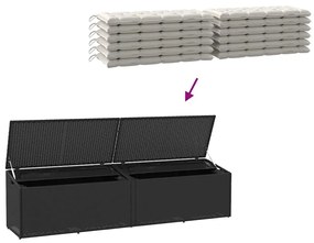 fekete polyrattan kerti tárolóláda 220x50x58 cm
