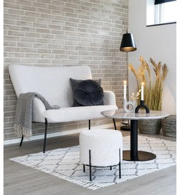 Fehér-fekete kerek dohányzóasztal márvány dekoros asztallappal 70x70 cm Bolzano – House Nordic