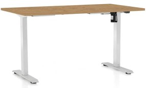 OfficeTech A állítható magasságú asztal, 120 x 80 cm, fehér alap, köves tölgy